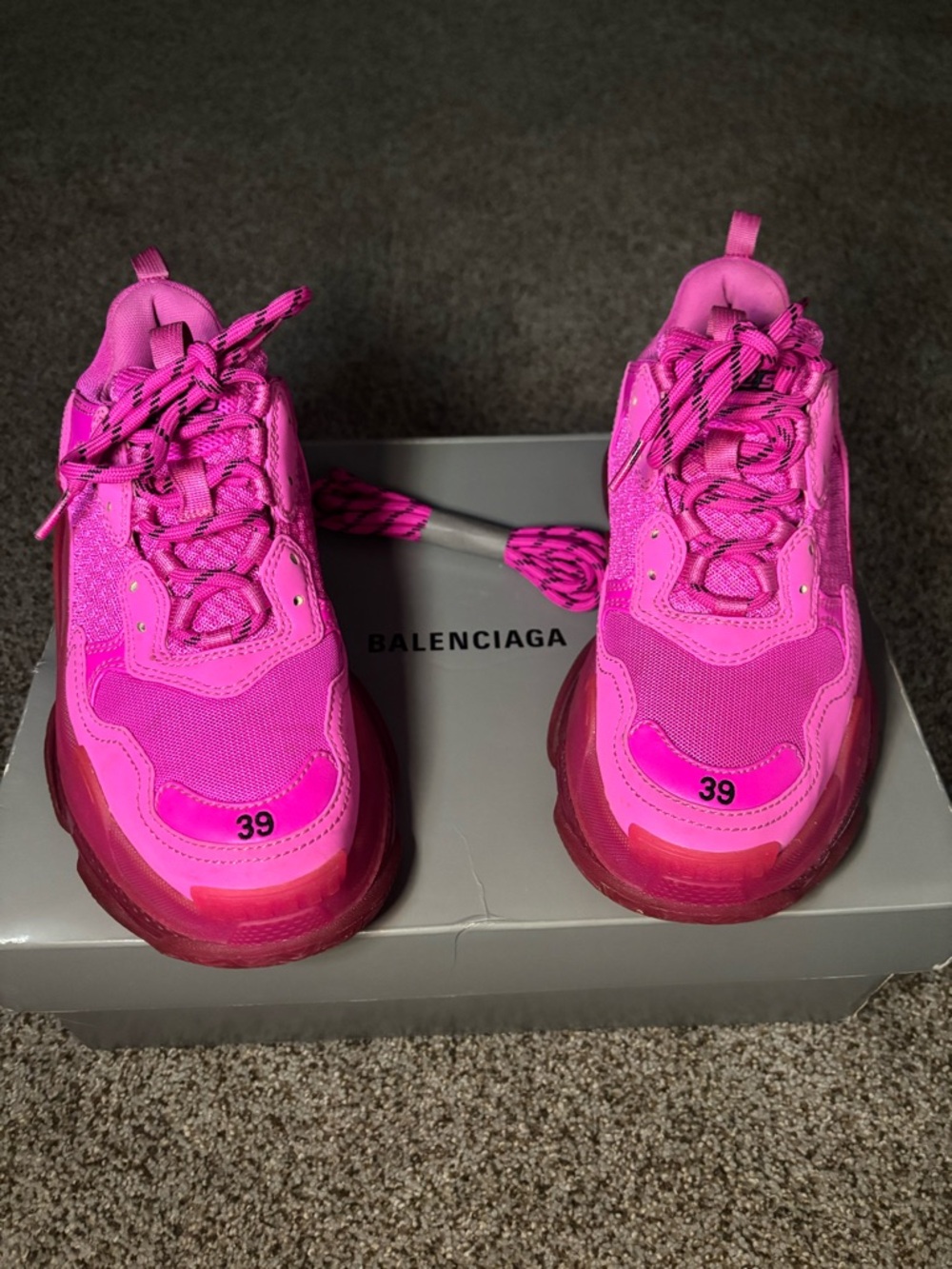 Balenciaga Women's Chunky Triple-S Sneaker in Fuchsia Pink